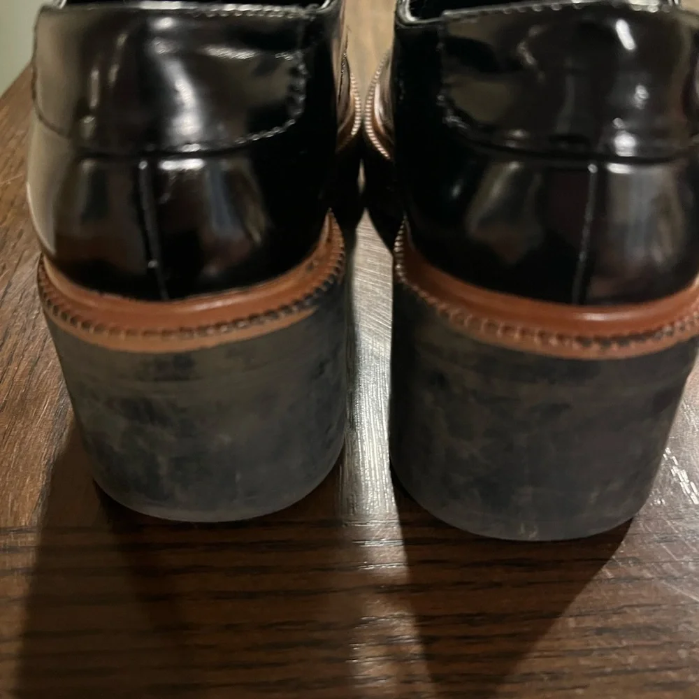 Zara Womens Size 36 Black Patent Leather Oxford Lace Up Loafers